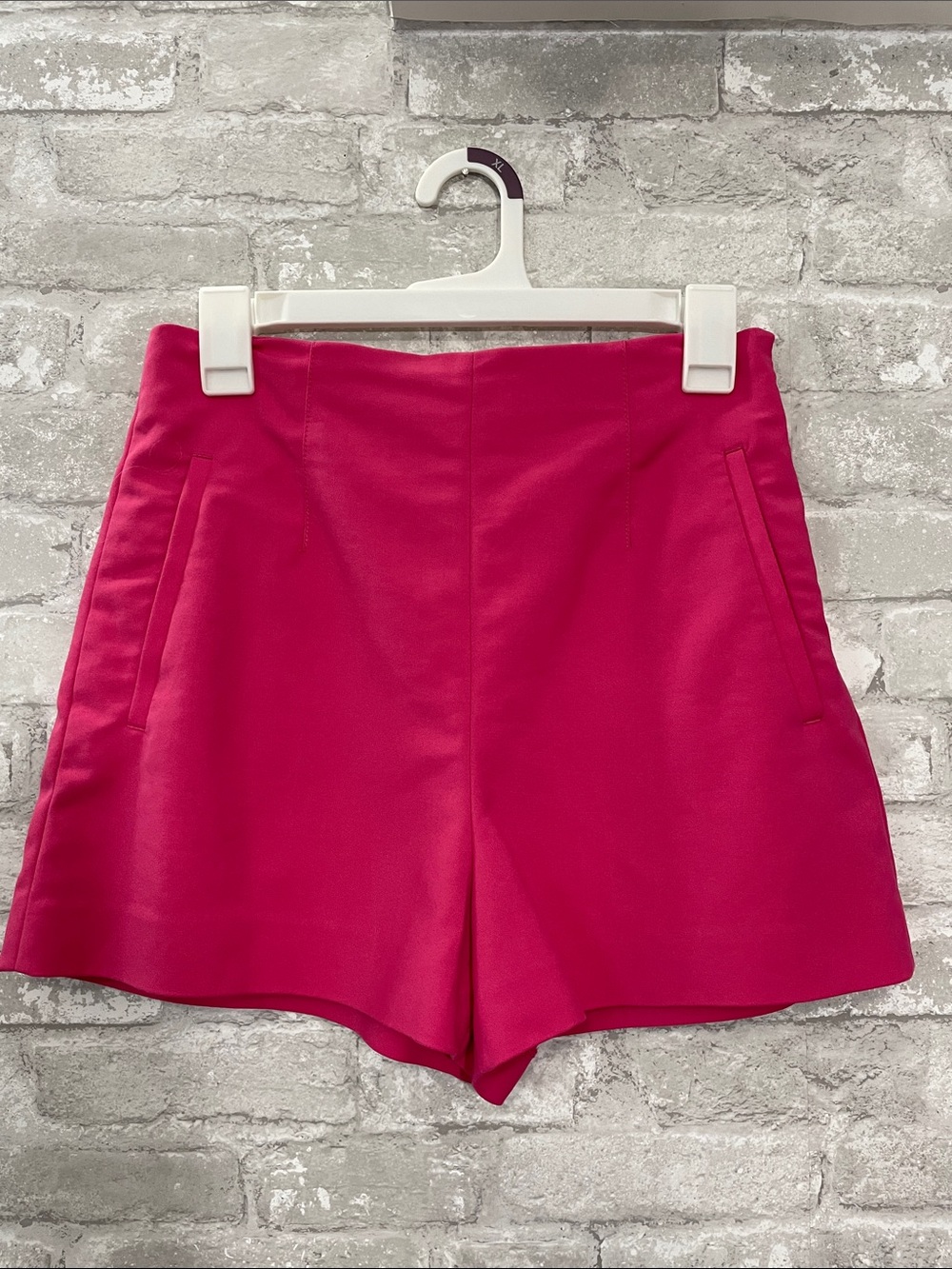 Zara Hot Pink High-Waist Tailored Shorts